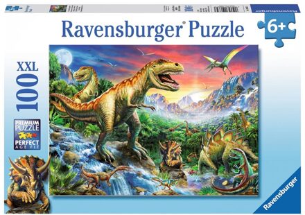 puzzel XXL bij de dinosaurussen - 100 stukjes Multikleur