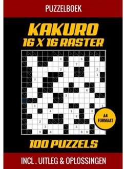 Puzzelboek Kakuro 16x16 Raster - 100 Puzzels - Incl. Uitleg En Oplossingen - Puzzelboek Shop