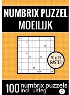 Puzzelboek Met 100 Numbrix Puzzels Voor Ver Gevorderden - Nr.13- Numbrix Puzzel Moeilijk - Puzzelboeken & Meer