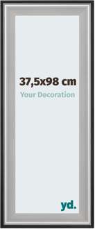 Puzzellijst 37,5x98 cm - Zwart Zilver Gepolijst - Hout - Birmingham - 37.5x98 cm