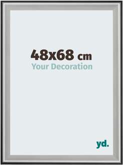 Puzzellijst 48x68 cm - Zwart Zilver Gepolijst - Hout - Birmingham