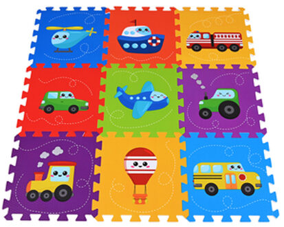 Puzzelmat voertuigen, 9 stuks Kleurrijk