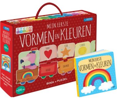 Puzzeltrein 20 Stukjes En Boek - Mijn Eerste Vormen En Kleuren - Puzzeltrein 20 Stukjes En Boek