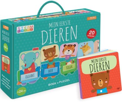 Puzzeltrein 20 stukjes en boek  -   Puzzeltrein 20 stukjes en boek - Mijn eerste dieren