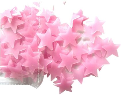 Pvc 3D Ster Muurstickers Glow In Dark Woondecoratie Muurtattoo Lichtgevende Fluorescerende Kids Baby Slaapkamer Stickers Roze
