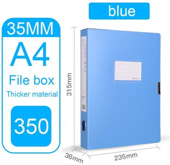 Pvc Archief Bestand Doos A4 Opbergdoos Plastic Map Doos 35Mm 55Mm 75Mm Kantoorbenodigdheden Bestand opslag Bestand Doos Gegevens Doos blauw 35mm