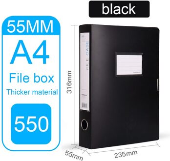 Pvc Archief Bestand Doos A4 Opbergdoos Plastic Map Doos 35Mm 55Mm 75Mm Kantoorbenodigdheden Bestand opslag Bestand Doos Gegevens Doos zwart 55mm