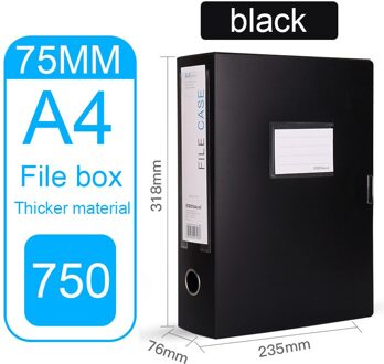 Pvc Archief Bestand Doos A4 Opbergdoos Plastic Map Doos 35Mm 55Mm 75Mm Kantoorbenodigdheden Bestand opslag Bestand Doos Gegevens Doos zwart 75mm