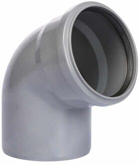 PVC bocht 67°, manchet x spie, grijs, SN4