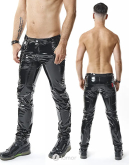 PVC broek laag model zwart, Piero - Maat: S