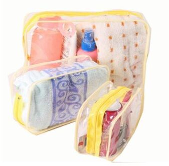 Pvc Cosmetische Zakken Vrouwen Transparant Clear Make-Up Tas Travel Organizer Bad Wassen Tote Beauty Opslag Rits Pouch Make Up Case geel / groot