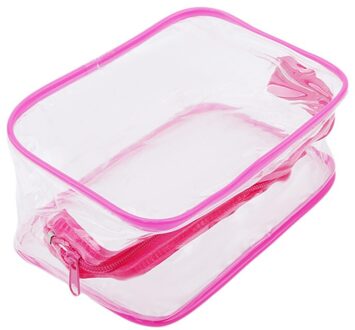 Pvc Cosmetische Zakken Vrouwen Transparant Clear Make-Up Tas Travel Organizer Bad Wassen Tote Beauty Opslag Rits Pouch Make Up Case roze / groot