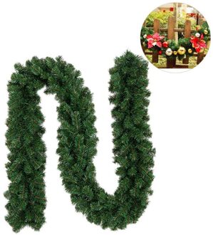 PVC Kerstversiering Ornamenten Xmas Tree Krans Rotan Thuis Muur Grenen Opknoping Groene Kunstmatige Krans Haard