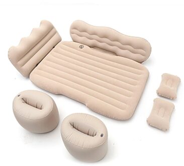 Pvc Massaal Auto Opblaasbare Bed Set Afneembare Portable Air Kussen Achterbank Sleep Rest Matras 135x90cm Beige