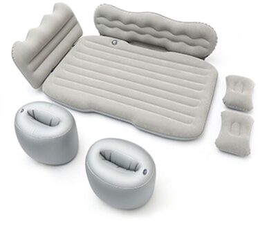 Pvc Massaal Auto Opblaasbare Bed Set Afneembare Portable Air Kussen Achterbank Sleep Rest Matras 135x90cm grijs