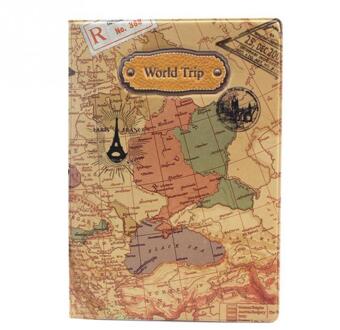PVC Platte Afdrukken Wereldkaart Paspoorthouder Travel Card Case Document Cover Air Reizen Accessoire Bruin