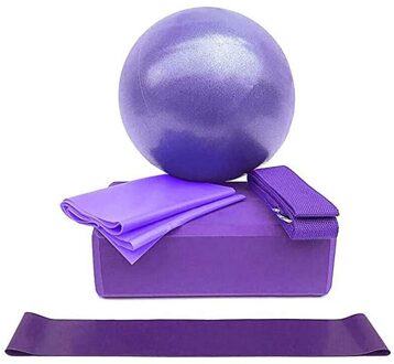 Pvc + Latex + Eva Yoga Bal Yoga Blok 5Pcs Yoga Apparatuur Set Balance Ball Pelotas Fitness Yoga Pilates Paars