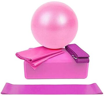 Pvc + Latex + Eva Yoga Bal Yoga Blok 5Pcs Yoga Apparatuur Set Balance Ball Pelotas Fitness Yoga Pilates roze