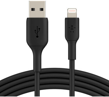 PVC USB-A-naar-Lightning 2 Meter Zwart