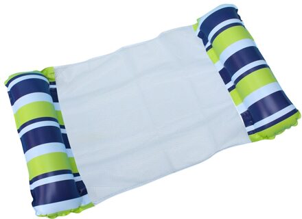 Pvc Water Hangmat Fauteuil Streep Mesh Opblaasbare Drijvende Bed Luchtbed donker blauw en geel