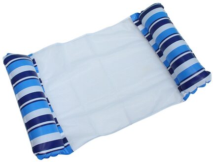 Pvc Water Hangmat Fauteuil Streep Mesh Opblaasbare Drijvende Bed Luchtbed donker en licht blauw