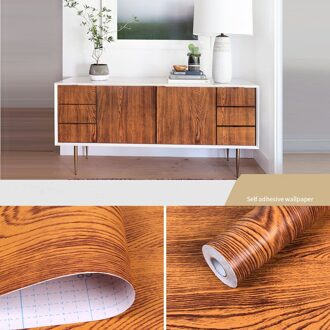 Pvc Waterdichte Zelfklevende Behang Roll Meubels Kasten Vinyl Decoratieve Film Houtnerf Stickers Voor Diy Home Decor 1204 / 2mx45cm