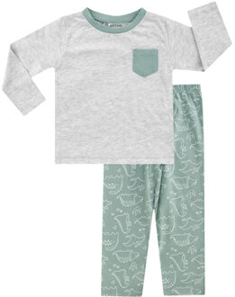 pyjama 2st licht grijs gemêleerd - 122/128