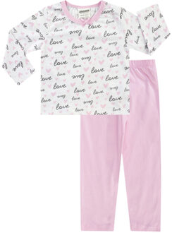 Pyjama 2st. roze gedessineerd Roze/lichtroze - 122/128