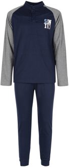 Pyjama lange katoenen interlock BLU / L