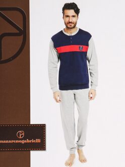 Pyjama lange warme katoen BLU / XL