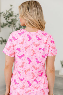 Pyjama Set Cowboylaarzen Korte Broek Set Lichtroze