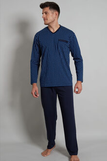Pyjama V-hals blauw met rechte pijpen blauw - XL