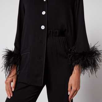 Pyjamaset voor dames met dubbele veren in zwart - XL