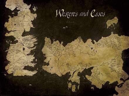 Pyramid Kunstdruk Game of Thrones - Westeros and Essos Antique Map 80x60cm Divers - 80x60 cm