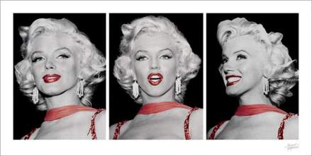 Pyramid Kunstdruk Marilyn Monroe - Red Dress Triptych 100x50cm Divers - 100x50 cm
