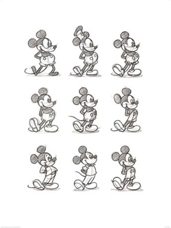 Pyramid Kunstdruk Mickey Mouse Sketched Multi 60x80cm Divers - 60x80 cm