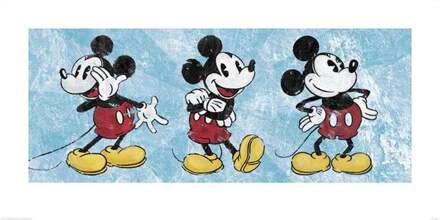 Pyramid Kunstdruk Mickey Mouse - Squeaky Chic Triptych 100x50cm Divers - 100x50 cm