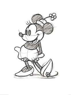 Pyramid Kunstdruk Minnie Mouse - Sketched Single 60x80cm Divers - 60x80 cm