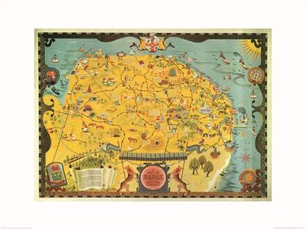 Pyramid Kunstdruk Norfolk Map 80x60cm Divers - 80x60 cm