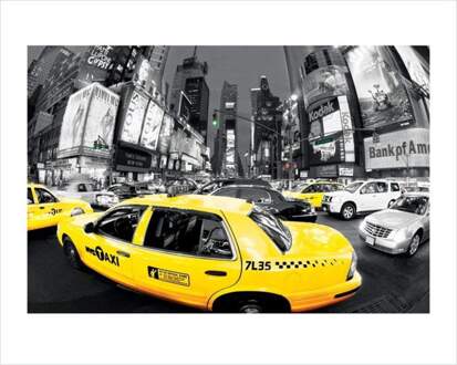 Pyramid Kunstdruk Rush Hour Times Square Yellow Cabs 80x60cm Divers - 80x60 cm