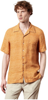 Pyramid Linnen Print Shirt Massimo Alba , Orange , Heren - 2Xl,Xl,L,M,S