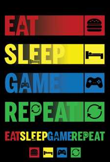 Pyramid Poster Eat Sleep Game Repeat 61x91,5cm Divers - 61x91.5 cm