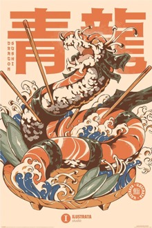 Pyramid Poster Ilustrata Dragon Sushi 61x91,5cm Divers - 61x91.5 cm