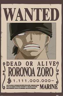Pyramid Poster One Piece - Wanted Zoro 61x91,5cm Divers - 61x91.5 cm