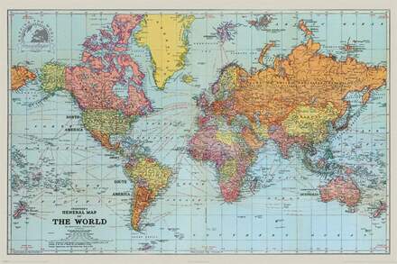 Pyramid Stanfords General Map Of The World Colour Poster 91,5x61cm