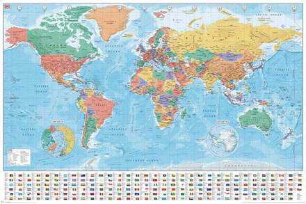 Pyramid World Map Modern 2020 Poster 91,5x61cm