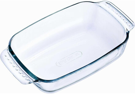 Pyrex 2x Rechthoekige glazen ovenschaal 0,7 liter 22 x 13 x 5 cm - Ovenschalen Transparant