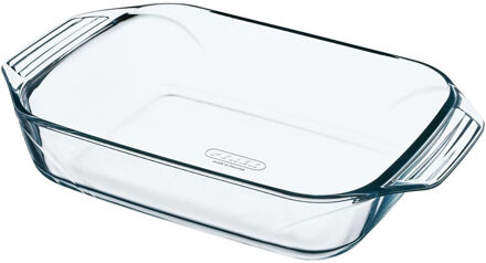 Pyrex 2x Rechthoekige glazen ovenschaal 1,4 liter 26 x 17 x 5,5 cm - Ovenschalen Transparant