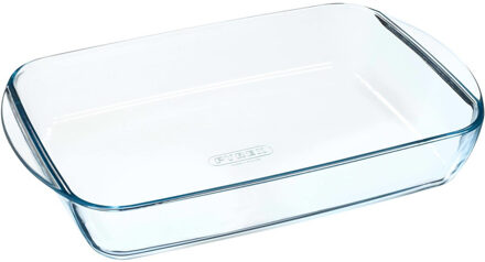 Pyrex 2x Rechthoekige glazen ovenschaal 2,6 liter 35 x 23 x 5 cm - Ovenschalen Transparant