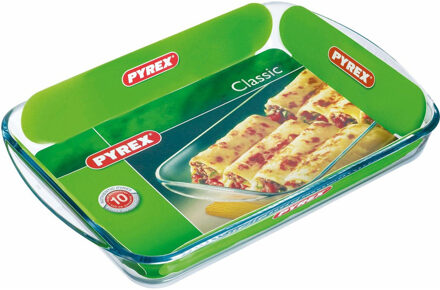 Pyrex 2x Rechthoekige glazen ovenschaal 3,7 liter 40 x 27 x 5,5 cm - Ovenschalen Transparant